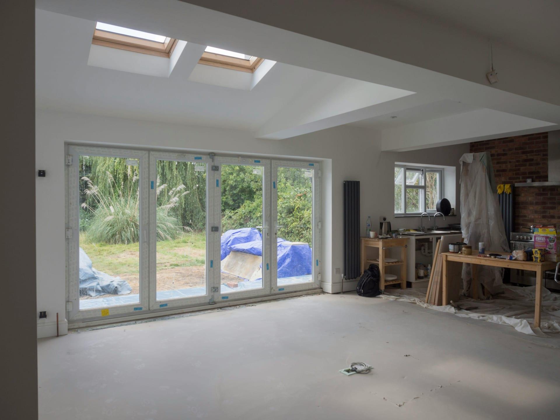 Extension plastered and painted