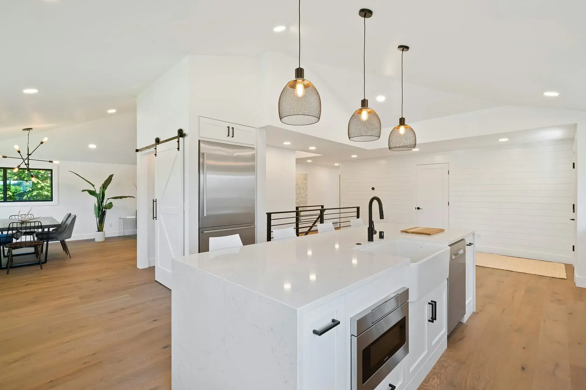 Finished kitchen by Pearl Plastering, walls and ceiling skimmed flat on a Dorset renovation
