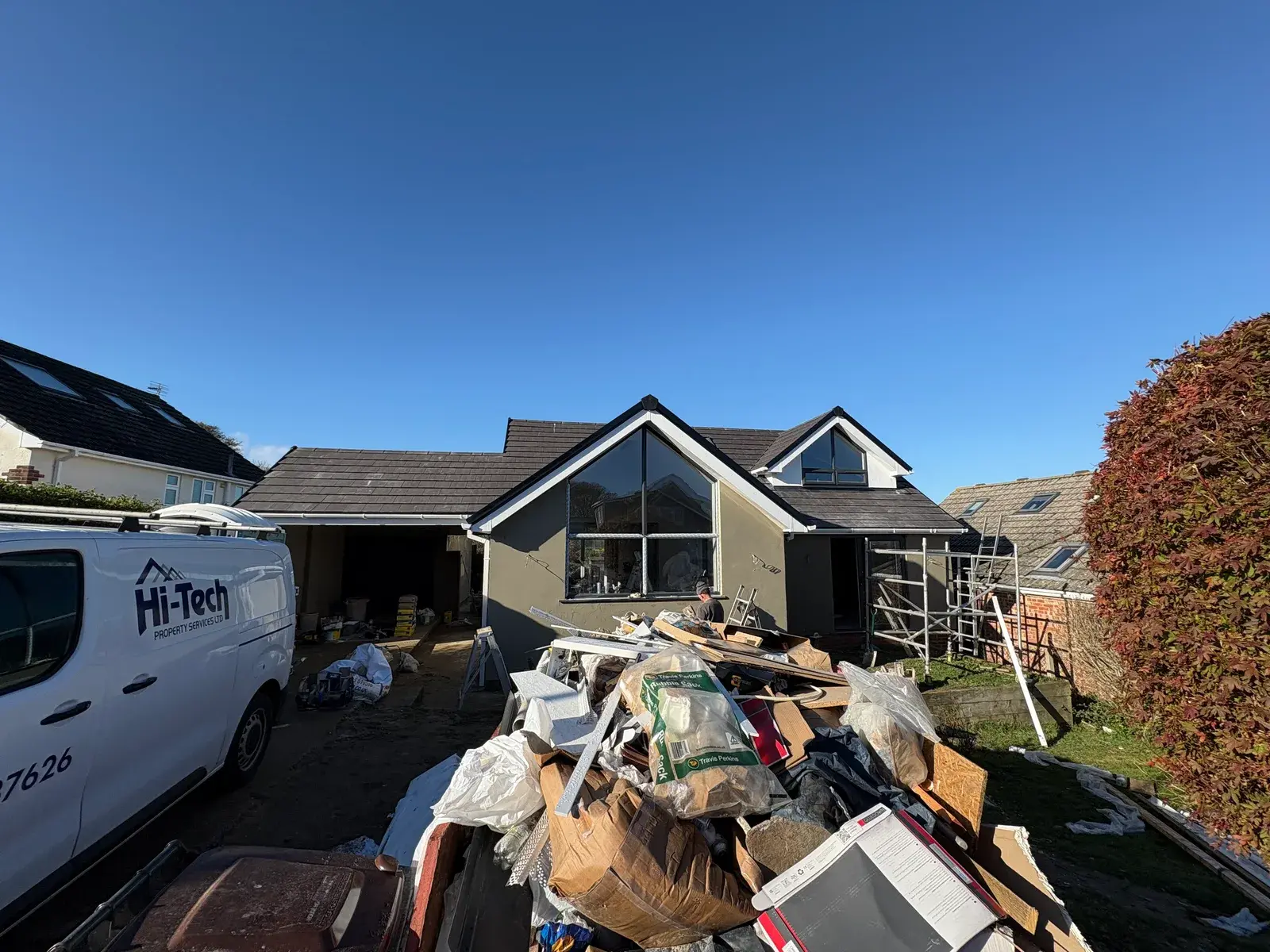 Pearl Plastering on a Dorset builder package: full exterior renovation in progress